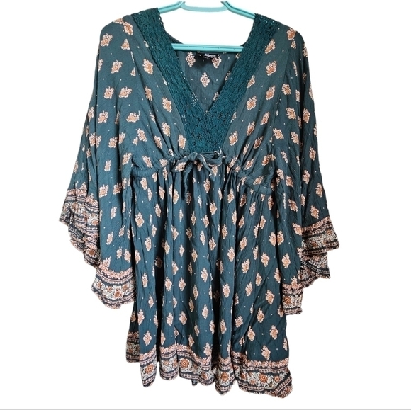 Boho Angie V-Neck Bell Sleeve Dress womens size s - Picture 3 of 10
